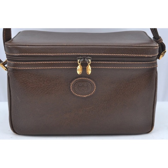 Auth RARE GUCCI Shoulder Cross Body Hand Bag GG Leather Brown GUC - Picture 2 of 16